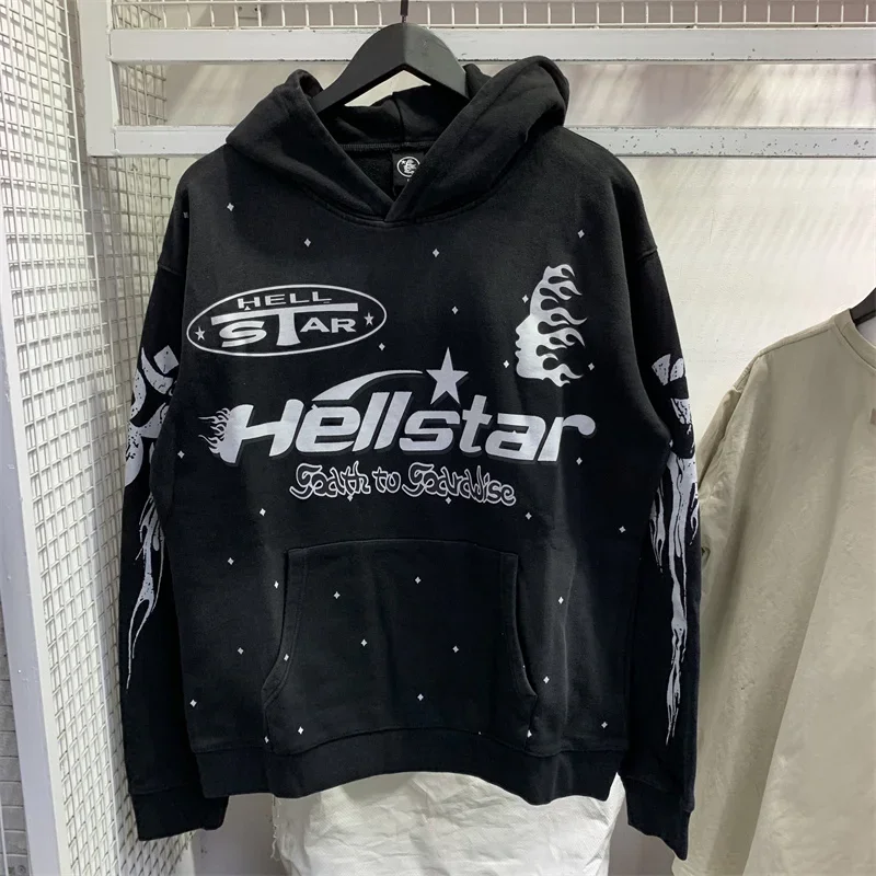 

Y2K Hellstar Vintage Wash Distressed 1:1 High Street Print Couple Sports Hoodie