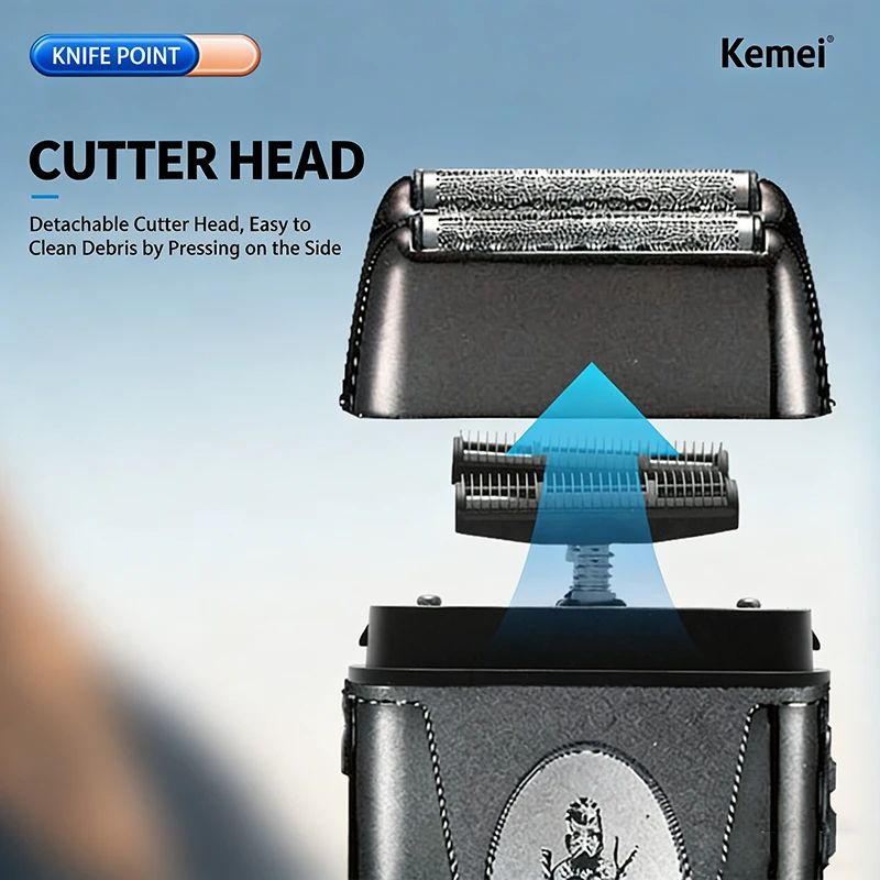 케메이 KM-T393 USB 충전식 전기면도기 남성용 왕복식 트윈 블레이드 면도기 수염 트리머 면도기
