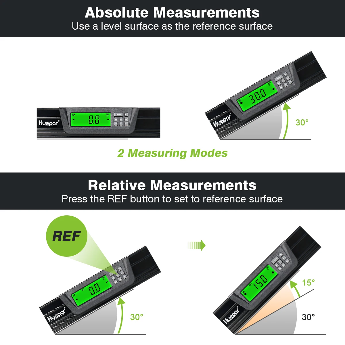 Huepar Digital Display Level Bar With Magnet Inclinometer 610mm Electronic 360&deg;Protractor Angle Finder With Magnets Edges Bubble laser angle gauge,laser inclinometer,level gauge,laser level