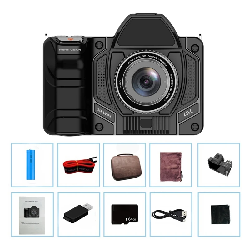 디지털 4K SLR 와이파이 카메라, 야간 투시경, 풀 컬러 적외선, 10X 디지털 줌, 야외 사냥 카메라, 지지대 5G, 800M, 사용하기 쉬움