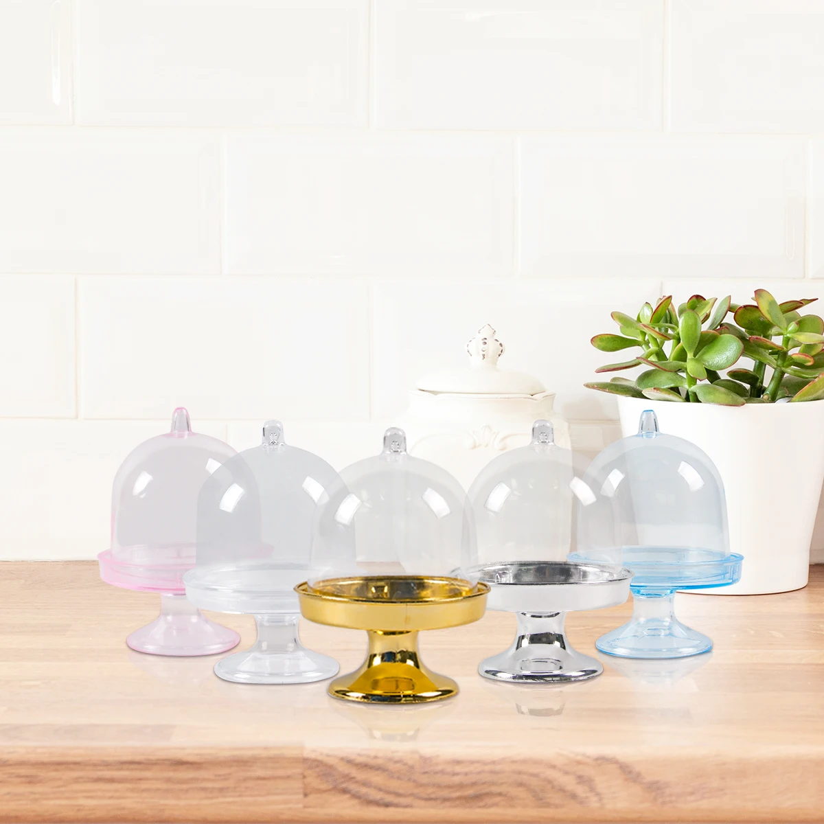 10PCS Transparent Mini Cake and Candy Stands, Cupcake Display Trays with Clear Plastic ... - SKU TMCS1000 - UGI Packaging