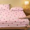 1 Cartoon Cute Plant Strawberry Rabbit printed matte Fitted Sheet, bedroom printed bed cover, bedding (excluding pillowcases) 3