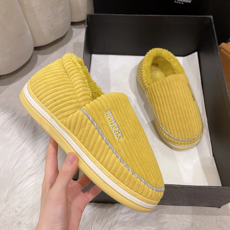 

Туфли женские на меху, плоская подошва, лоферы, зимние короткие плюшевые, с цветочным принтом, ТПР, базовые тапочки, с вышивкой, из флока, на каблуке, сланцы