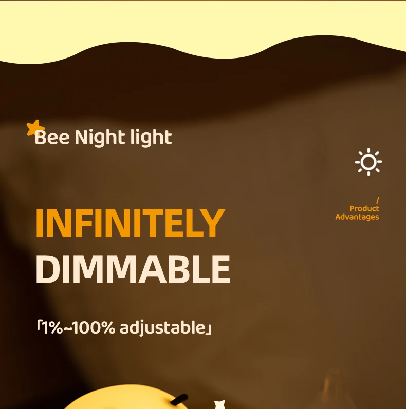 LED Night Lights Bee Creative Bedside Room Decoration Atmosphere LED Light Desk Lamp Nightlight for Kids Christmas Birthday Gift