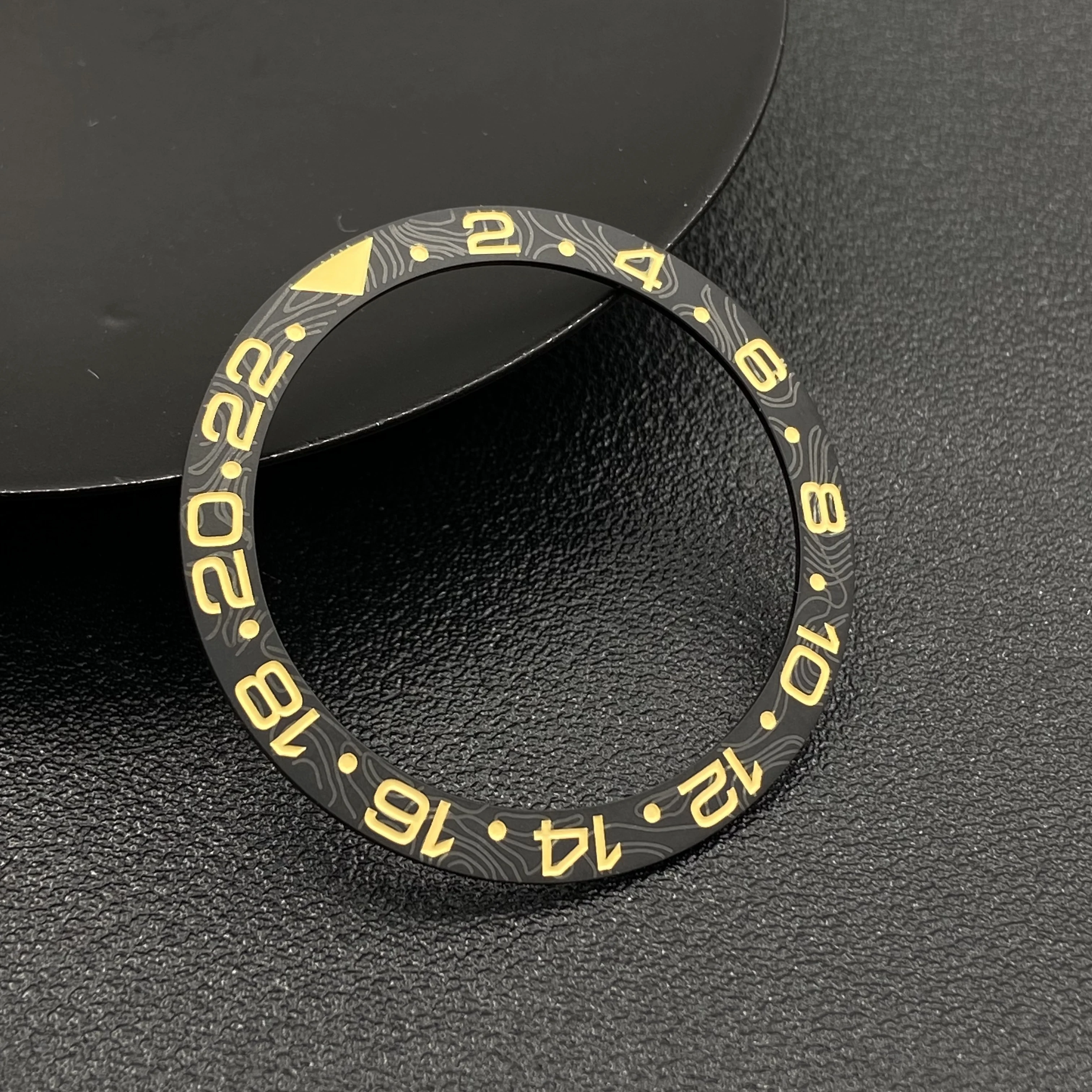 Ceramic Bezel Insert Ring with Carbon Fiber Design - Tilted Edge, 38x30.6mm