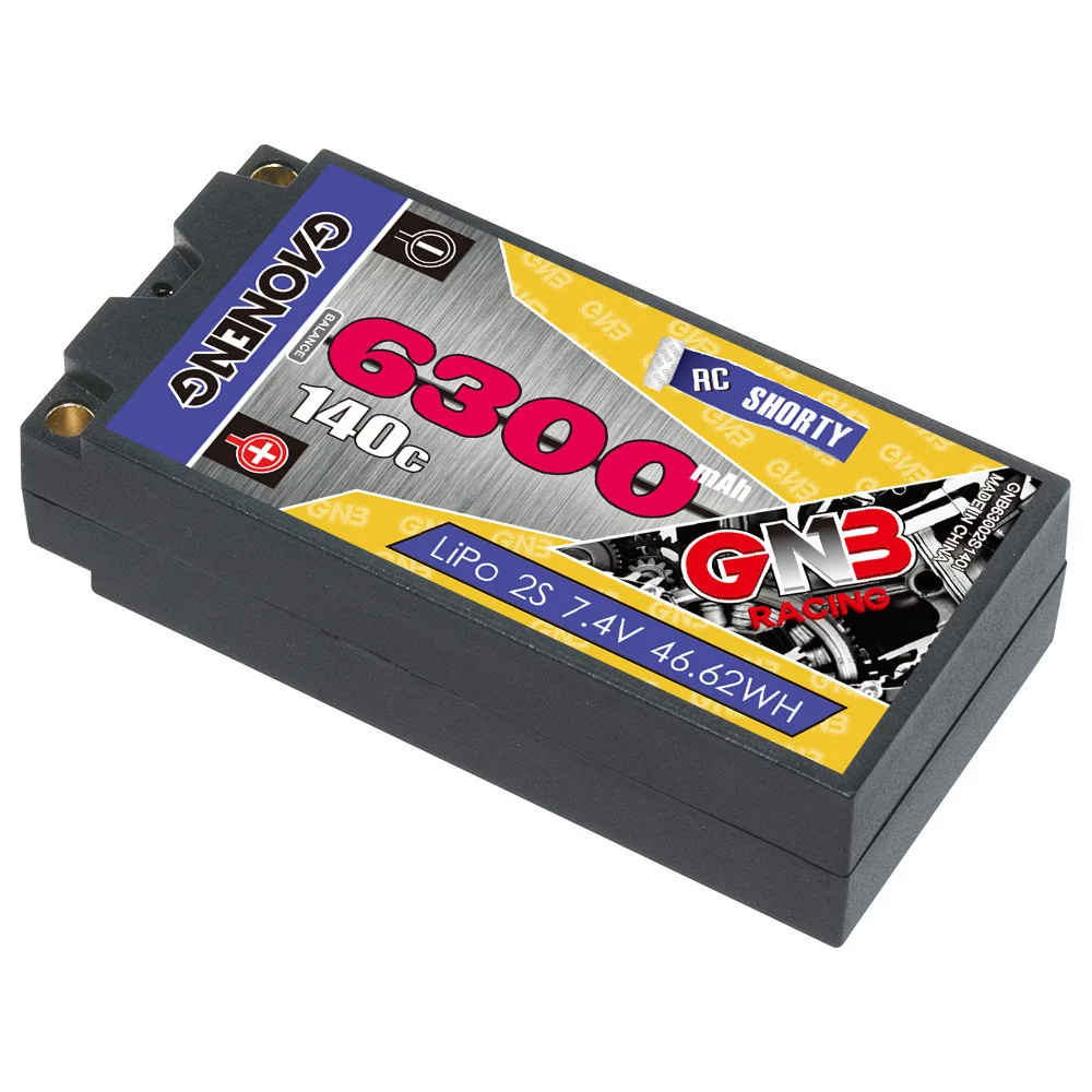 GNB 2S Shorty 7.4V 6300mAh 140C/280C RC Lipo Battery With 5mm Bullet Deans Ultra Plug for RC Car Truck Boat FPV Drones Parts