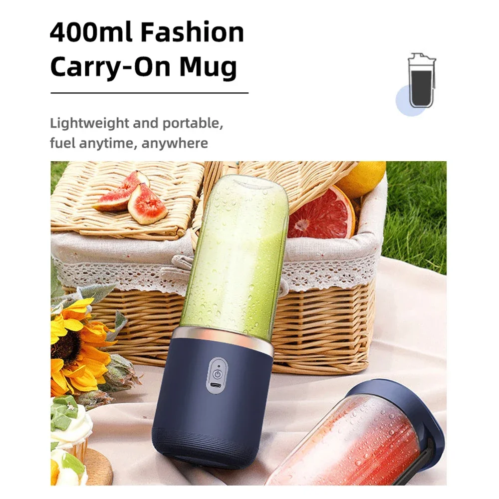 6 Blades Electric Juicer Cup 2 Cups For Travel Portable Juicer Mixer Usb Charge Fresh Fruit Juice Personal Blender Smoothie 5
