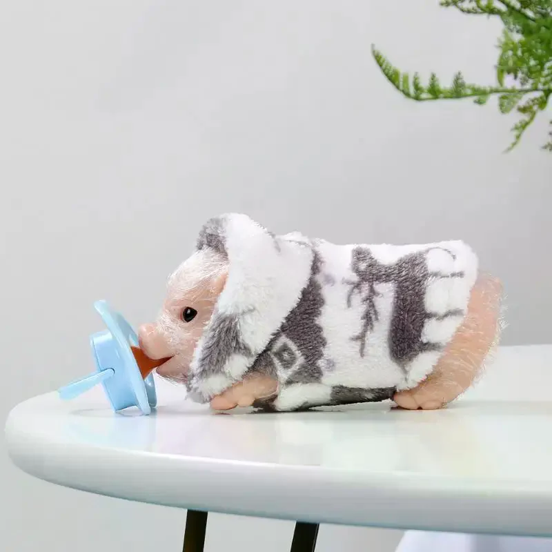 1 세트 감압 장난감 실리콘 새끼돼지 부드럽고 귀여운 미니 실물 같은 동물 액세서리 포함 실물 같은  돼지 인형 선물