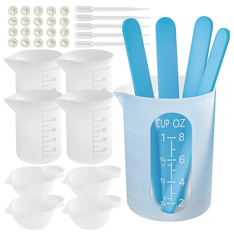 

Resin Measuring Cups Tool Kit Non-Stick Epoxy Resin Molds For Epoxy Resin Reusable Silicone Mixing Cup With Stir Sticks