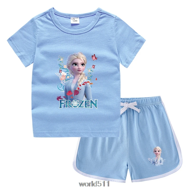 Disney 2 Piece Set Baby Clothes Girls Frozen Elsa Clothes Set Kids