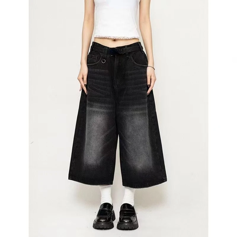 2025 Vintage Wash Whiskers Denim Shorts Women Low Rise