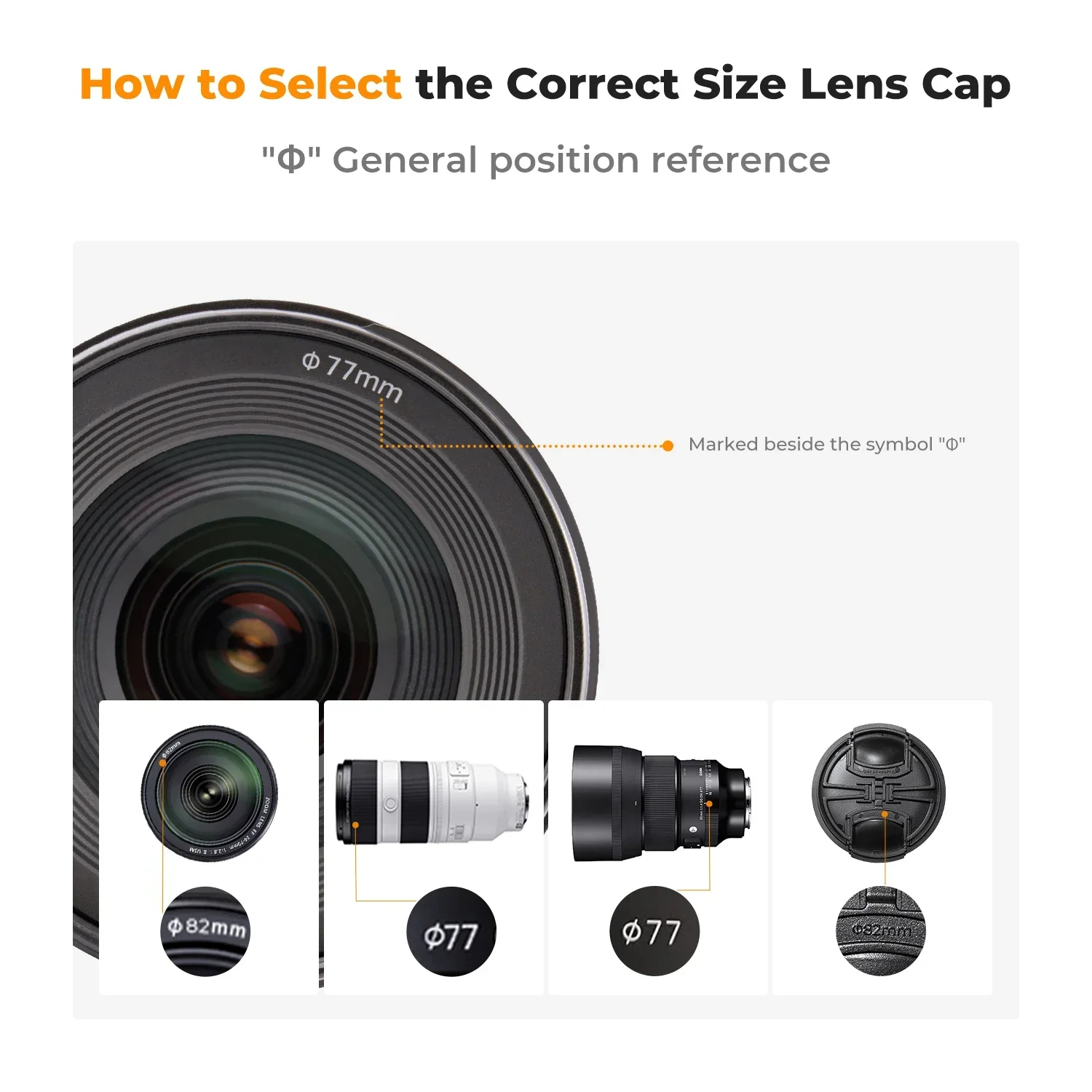 Universal Lens Caps for Camera 37mm-95mm 15 Cap Sizes with anti loss rope