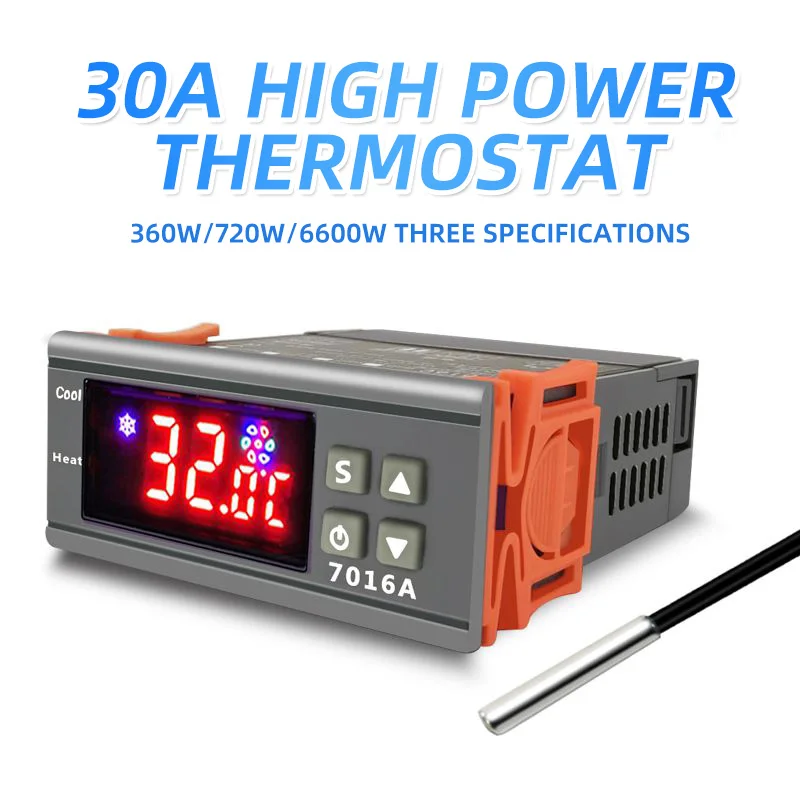 7016A 12V 360W High-Precision Thermostat Freezer Incubator Incubation Thermostat 30A High-Power Temperature Control Switch