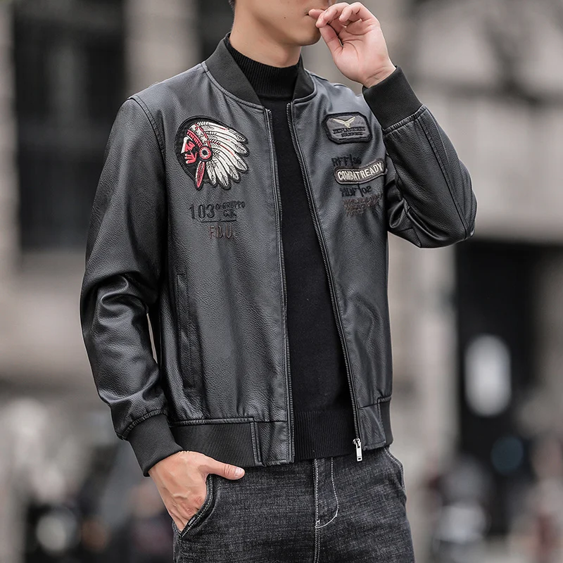 

New Casual Real Cowhide Genuine Leather Jacket Men Slim Mens Clothes Spring Autumn Men's Cow Leather Clothing Asian