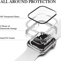 Coque en diamant + Film trempé pour Apple Watch, couvercle de protection en verre pour iWatch série 8 7 6 5 4 SE, 45mm 44mm 41mm 40mm 42mm 2