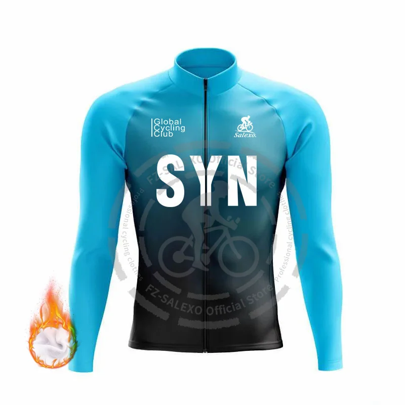 thumbnail image 1 of SYN - Maillot de ciclismo de invierno para hombre, ropa térmica de polar de manga larga para ciclismo de montaña, uniforme para bicicleta, ropa de ciclismo, chaqueta para bicicleta, 1 of 5
