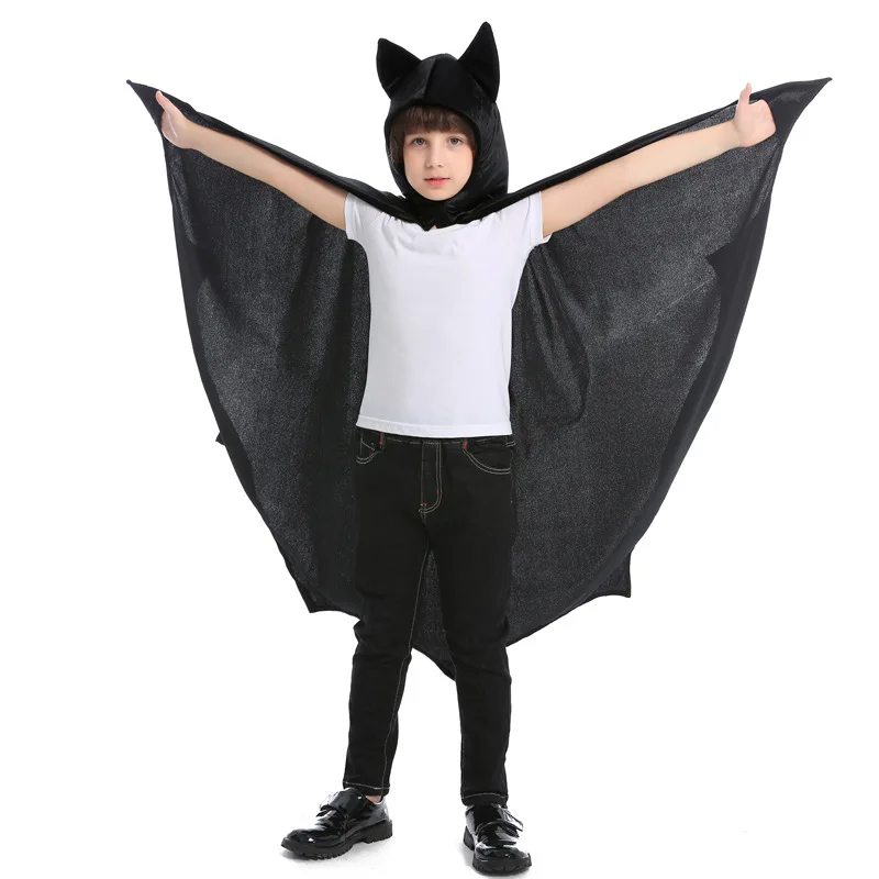 

Hot Halloween Kid Fancy Black Bat Cosplay Costumes Wings For Boys Girls Children Party Vampire Performance Cloak Clothing