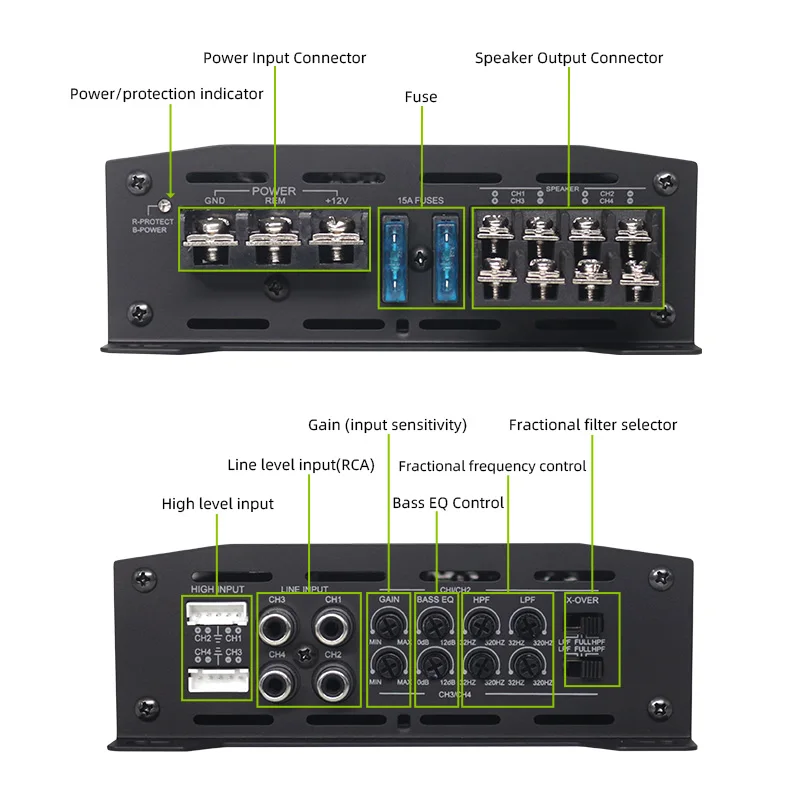 Audio Amplifier Sennuopu M70.4 Mini Power Automotive Woofer Amp 2Ch 12V 4 Channel Stereo Class D For Car