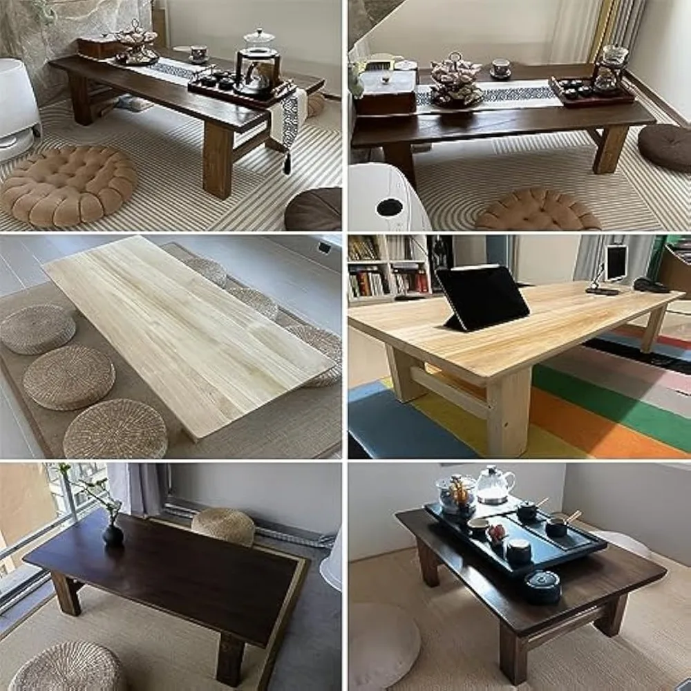 Japanese Floor Table, Vintage Tea Table Low Table,Rectangular Style Tatami Table, or Sitting on The Floor Accent Furniture (Colo 5