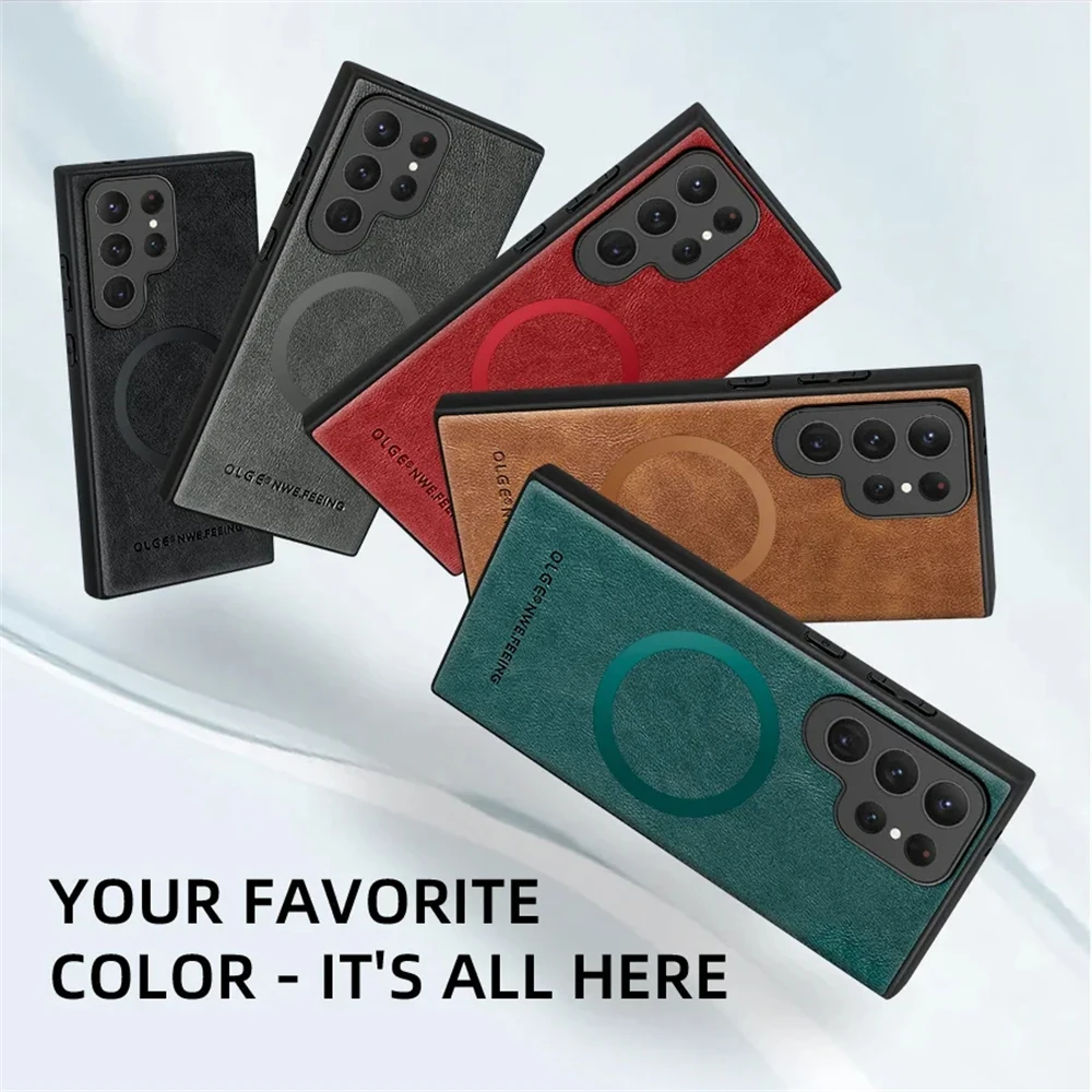 Luxury Leather Shockproof Magnetic Phone Case Cover