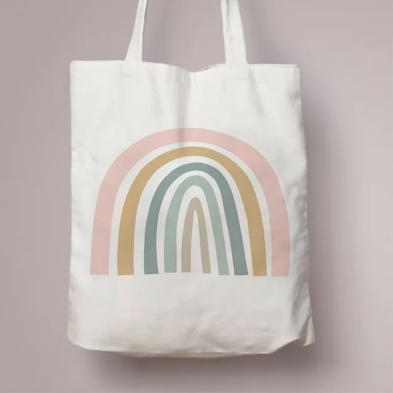 Rainbow Lady Canvas Shopping Tote Bag Shoulder Bag Lady Handbag Simple Fashion Large-capacity Shopping Bag Woman 4