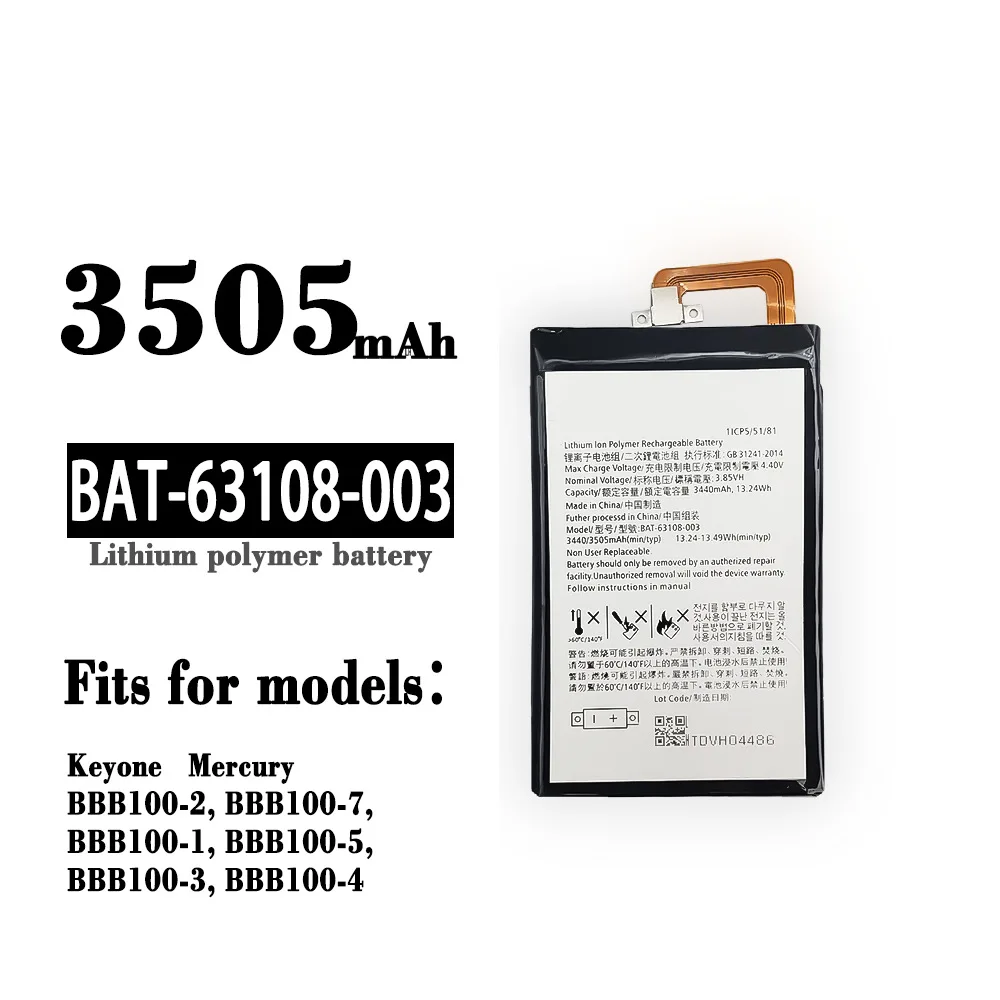 

100% Mobile Phone Replacement Battery For BlackBerry KeyOne K1 Key1 BBB100-1 BAT-63108-003 High Quality Built-in Battery