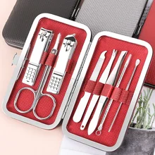 

8 In1 Manicure Set Pink Nail Clipper Professional Nail Cutter Kits Cuticle Nippers Nail Trimmer Toenail Personal Care Tool Kit