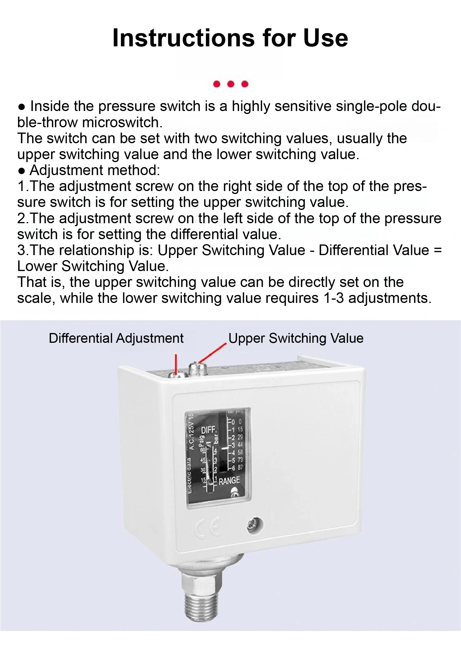 SPC-103 Adjustable Mechanical Pressure Switch for Water Pump Air Compressor Refr