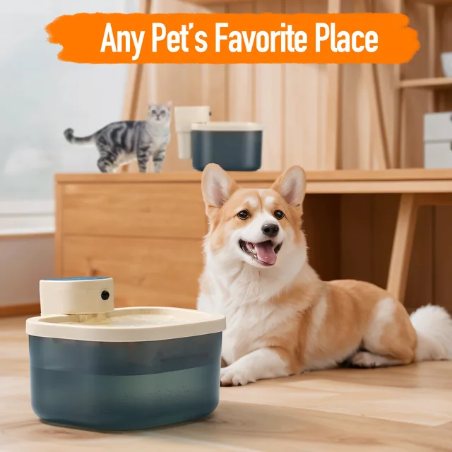 Smart Wireless Cat Water Fountain, Induction Flowing Pet Water Dispenser, USB Rechargeable Circulating Drinking Set for Indoor P 2
