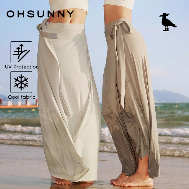 OhSunny Beach Sarong Pareo Women Bikini Cover Ups Summer Cooling Maxi Skirt Multifunctional Sun Protection Dress 4 Ways to Wear 1