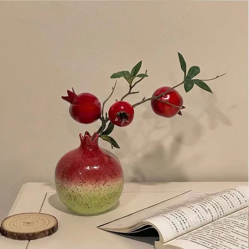 Artificial flowers, fake flowers, flower arrangements, pomegranate flower ornaments, persimmon tree branch flowers, flower decor