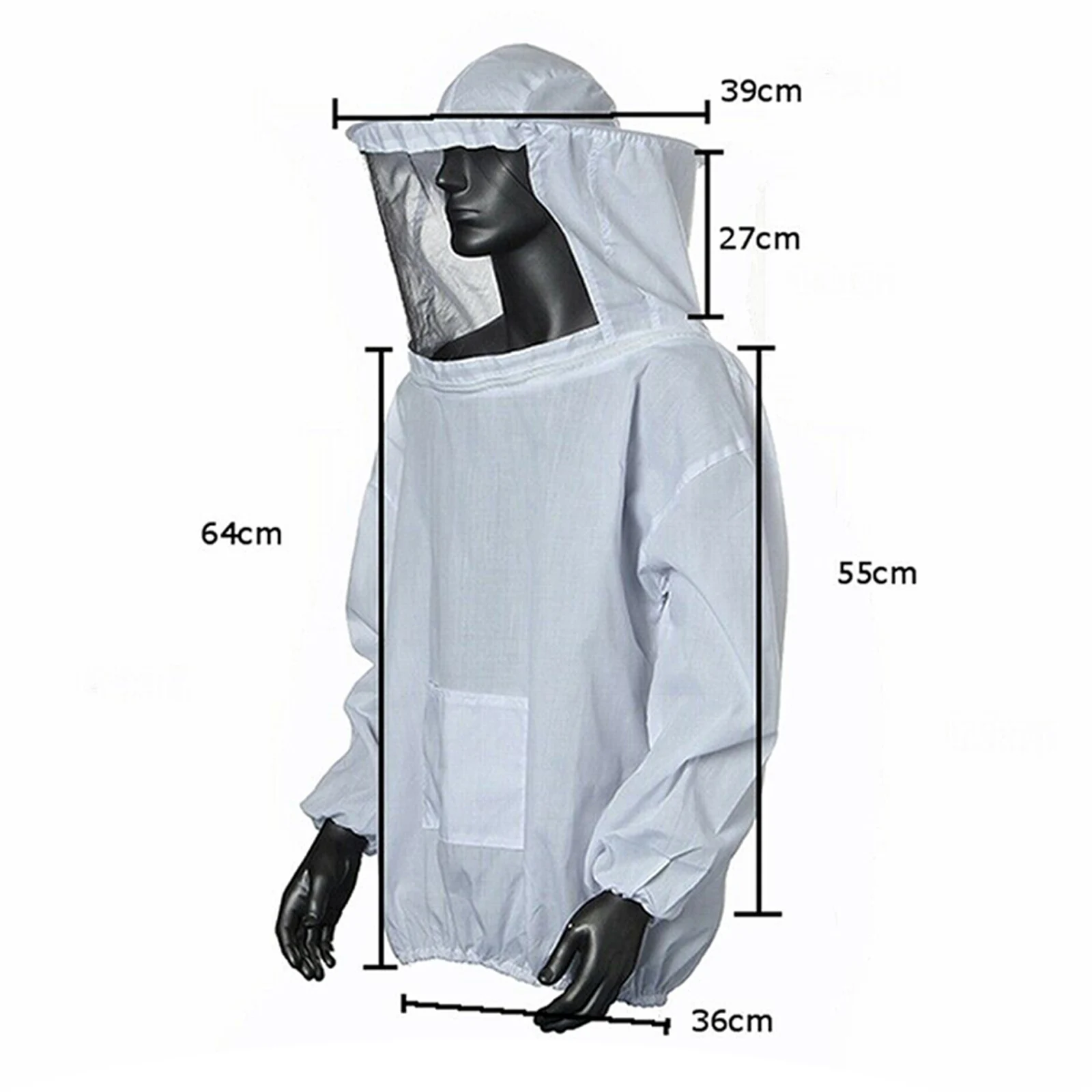 2pcs Beekeeping Jacket Bee Keeper Keeping Suit Pull Over Hat V Eil Smock Protect White Bee Suit Work Clothes 55 Cm Sleeve Length