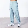 2024 new men's casual slacks Korean version of the trend with pants summer thin drop feeling wide-legged cargo pants 4