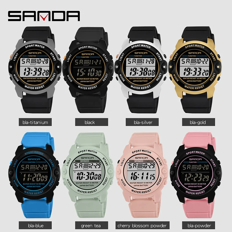 SANDA Luminous Digital Watch Women Outdoor Sports Alarm Clock Watch Multifunctional Waterproof Digital Watches Gift Reloj Mujer