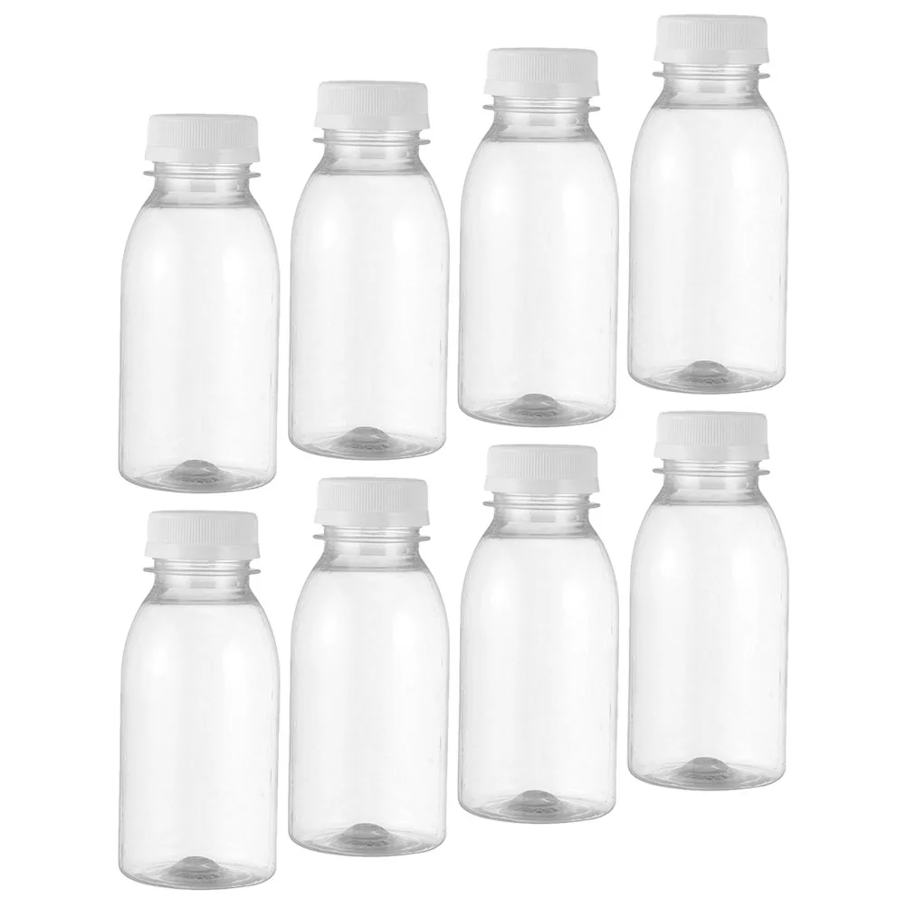 

8pcs Portable Juice Bottles Household Clear Milk Bottles Reusable Empty Milk Bottles