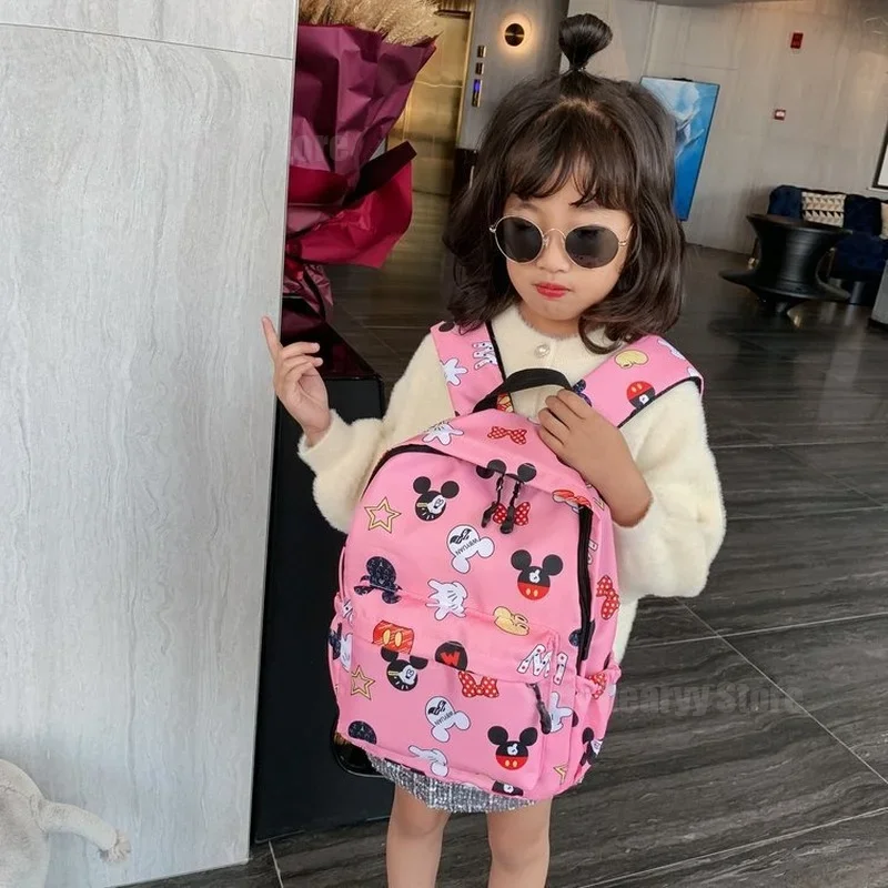 Disney Mickey Kids Backpack New Cute Cartoon Pattern Fashion Boys Girls Stationery Snack Textbook Schoolbag Outdoor Travel Gifts