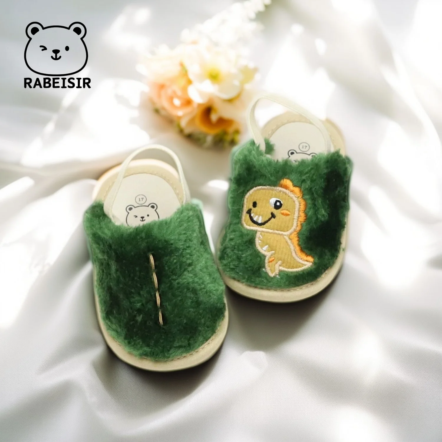 Male Baby Plush Slippers 0-18 Months Baby Walking Shoes Elastic