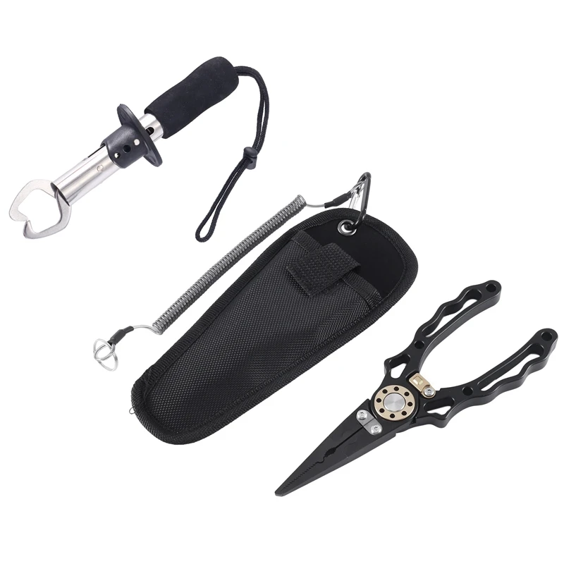 

Aluminium Alloy Multi-Functional Pliers Open Ring Fishing Pliers Fish Controller Fishing Tackle Set With Lost Rope