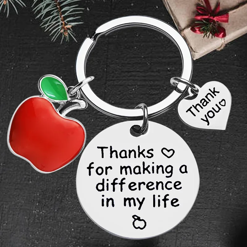 

Cute Teacher Birthday Christmas Gifts Keychain Pendant Thank You Teacher Key Chain Keyring Thanks for Making A Difference