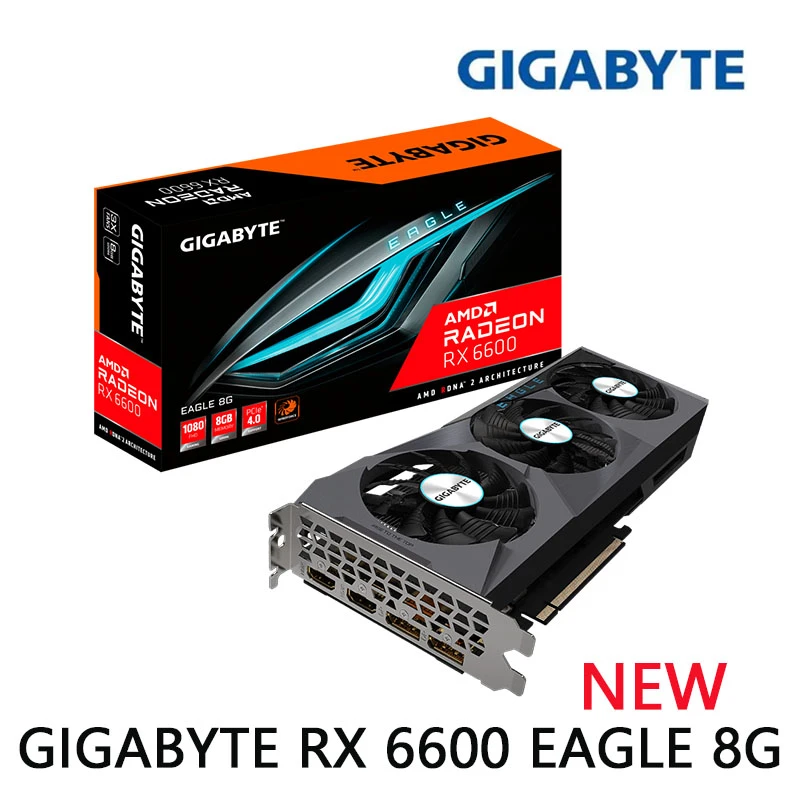 NEW GIGABYTE AMD Radeon RX 6600 EAGLE 8G GDDR6 RX6600 8GB 128-bit  7nm latest gpu for pc