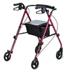 4 Wheels Rollator Red Folding Aluminum Frame, GetGo Rollator Walker with Padded Seat with 8" Wheels and Brakes, 350lbs. Capacity 1
