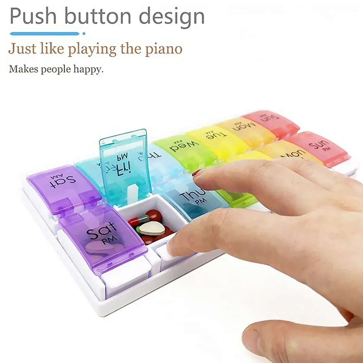 1 Set Pill Box 7 days Organizer 14 grids 3 Times One Day Portable Travel with Large Compartments for Vitamins Medicine Fish Oils