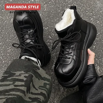 Bread cotton shoes with a thick sole of 7CM big toe snow boots for winter with added fleece anti slip waterproof warm men boots