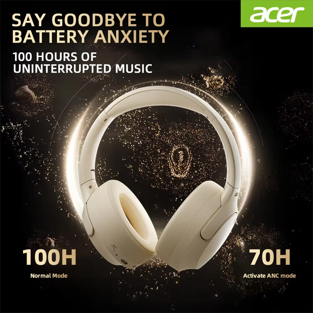 Acer Ohr305 Anc Wireless Headphones Hifi Headset Bluetooth 5 4 Enc Hd Mic Head Tracking 3d Spatial Audio  42db Anc Low Latency, Alina Gadgets