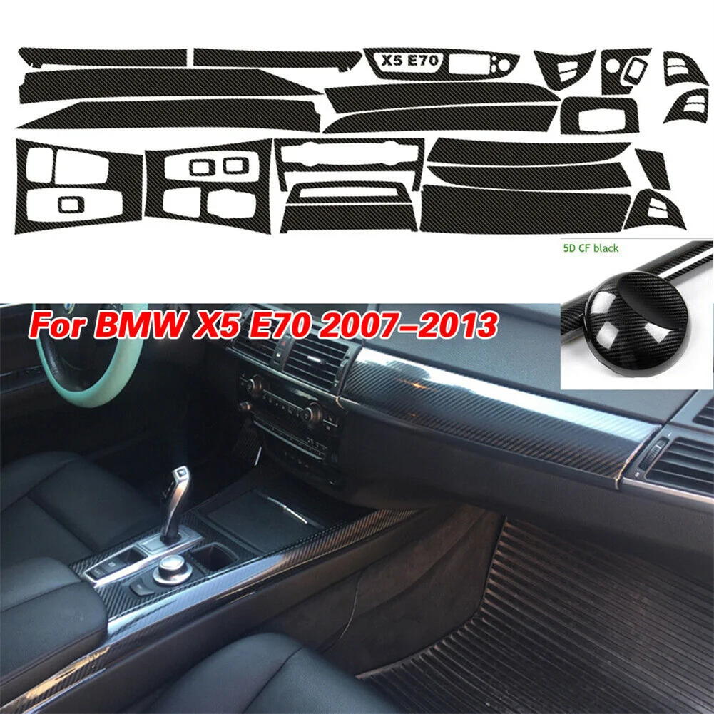 

1set Car Sticker 5D Carbon Fiber Decals DIY Decal Auto Dashboard Kit Stickers For BMW E70 2007-2013 Interior Decoration