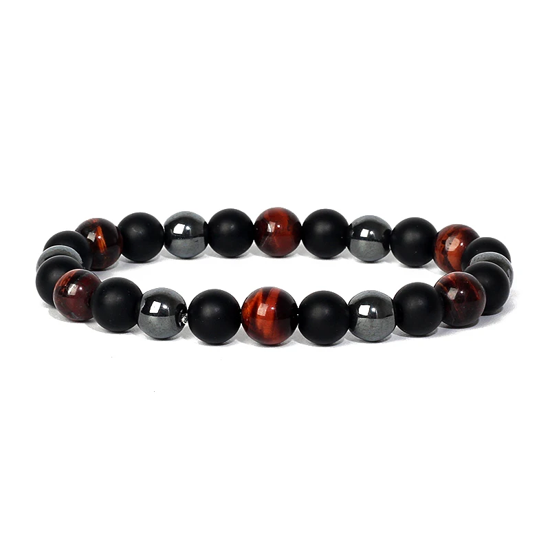 Natural Triple Protection Health Bracelets Women Black Obsidian Hematite Tiger Eye Beads Bracelets Men for Magnetic Soul Jewelry