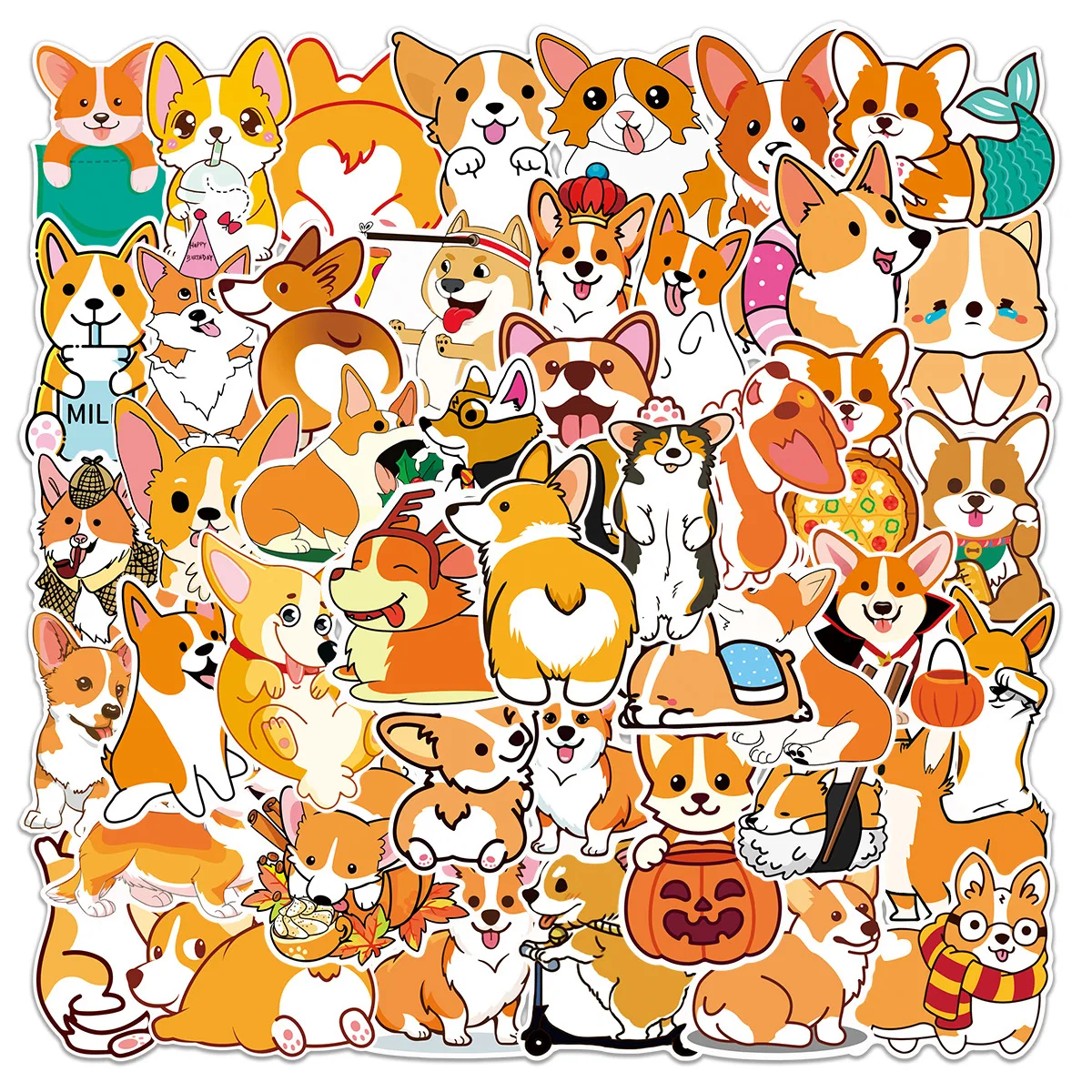 

10/30/50PCS Popular Cartoon Cute Corgi Sticker Pack Skateboard Guitar Decoration DIY Laptop Waterproof Graffiti Decal Wholesale