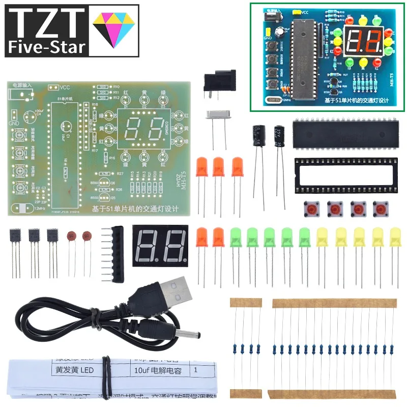 MHT5 Ampel-Controller, elektronisches DIY-Kit, elektromechanische Fähigkeiten, Trainingswettbewerb STC89C5 51, Einzelchip-Mikrocomputer