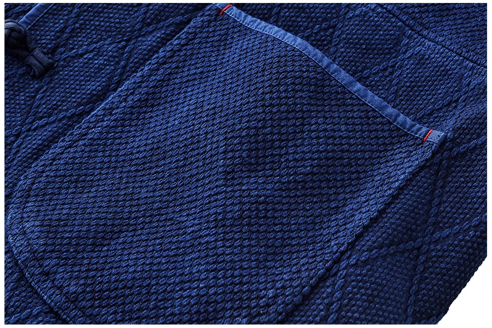 Vintage Indigo Tang Anzug Jacke Männer Herbst Winter Neue Multi-tasche Langarm Jacke Baumwolle Chinesischen Traditionellen Strickjacke Mantel – Detail 12