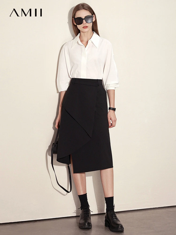 AMII Minimalism Skirts for Women 2023 Autumn New Office Lady